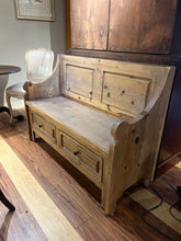 Load image into Gallery viewer, 50.5&quot;L x35&quot;H x 19&quot;D Knotted Pine Bench w/ 3 Drawers
