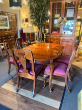 Load image into Gallery viewer, 64&quot;W x 42&quot;D x 30&quot;H Dixie Furniture Co. Queen Anne Style Dining Table w/ 6 Chairs, 2 Leaves, &amp; Pads
