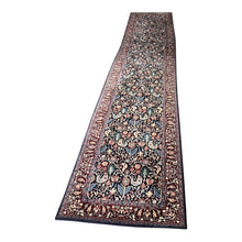 Load image into Gallery viewer, 12&#39; x 2&#39;6&quot; Indo Persian Runner in Navy Floral
