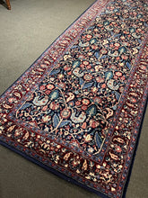 Load image into Gallery viewer, 12&#39; x 2&#39;6&quot; Indo Persian Runner in Navy Floral
