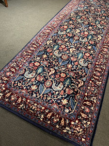 12' x 2'6" Indo Persian Runner in Navy Floral