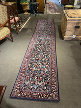 Load image into Gallery viewer, 12&#39; x 2&#39;6&quot; Indo Persian Runner in Navy Floral
