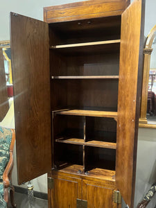 82"H x 26"W x 19"D Henredon Walnut Campaign Cabinet Armoire