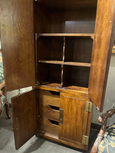 Load image into Gallery viewer, 82&quot;H x 26&quot;W x 19&quot;D Henredon Walnut Campaign Cabinet Armoire
