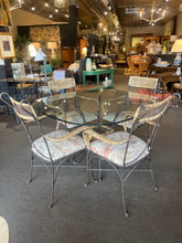 Load image into Gallery viewer, 44&quot; x 44&quot; Wrought Iron &amp; Glass Table w/ 4 Chairs 36&quot; H x 23.5&quot; W
