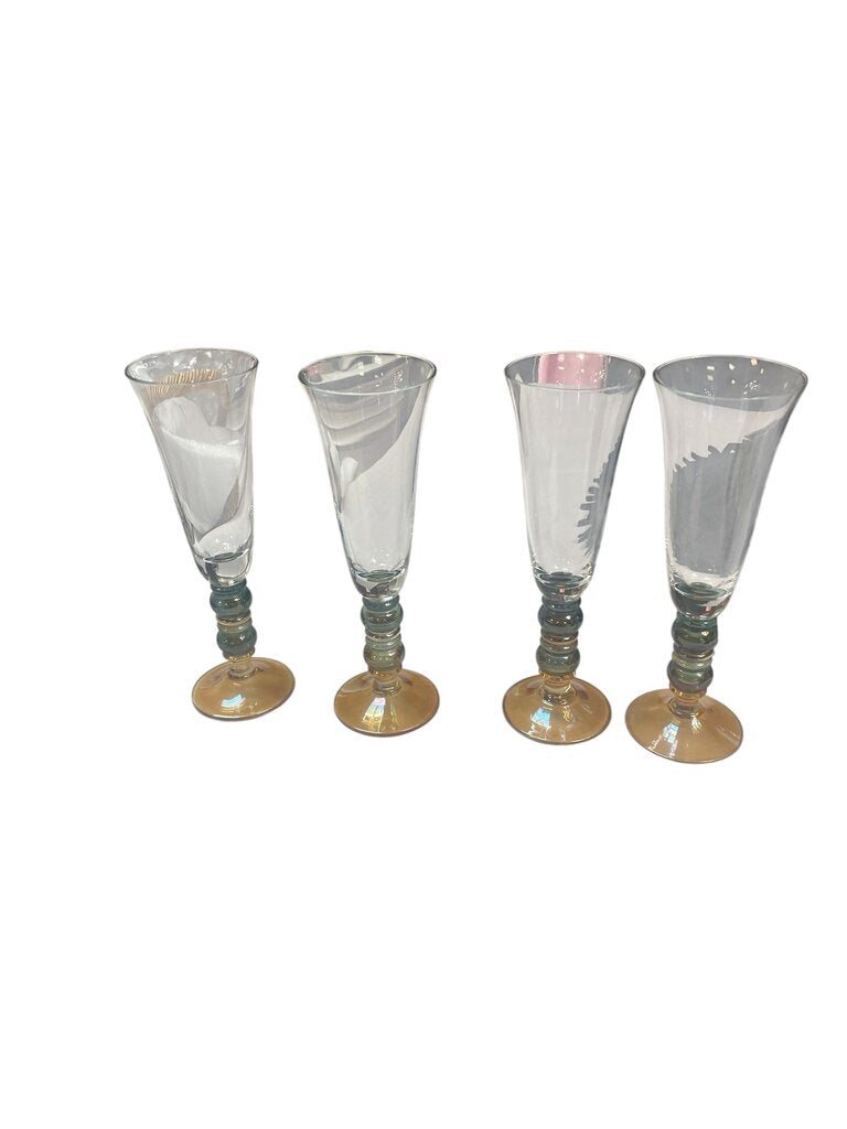 Set of 4 Rare Carnival Jewel Champagne Flutes