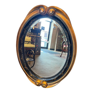 36" x 26.5" John Rhichard Black & Gold Painted Oval Mirror