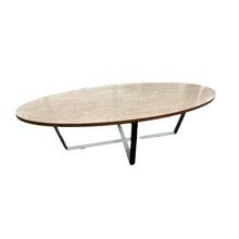 Load image into Gallery viewer, 64&quot;L x 22&quot;D x 18.5&quot;H Travertine Oval Coffee Table w/ Metal Legs

