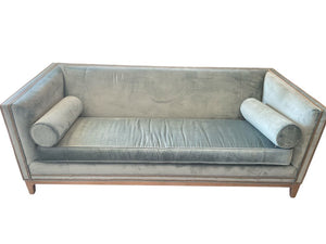 81" x 37" W x 31" ETHAN ALLEN Custom Anderson Nail Head Trim Velvet Sofa