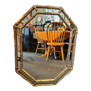 34.25" x 26" Gilt Bamboo Regency Style Mirror