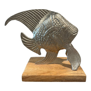 9" Silver Fish on Wooden Stand