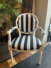 Load image into Gallery viewer, 39&quot;H x 25.5&quot;W x 21&quot;D Custom Black &amp; White Stripe Chair w/ Sunbrella Fabric
