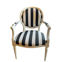 Load image into Gallery viewer, 39&quot;H x 25.5&quot;W x 21&quot;D Custom Black &amp; White Stripe Chair w/ Sunbrella Fabric
