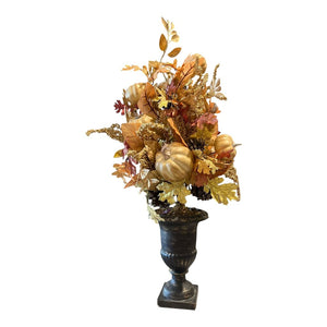 15" Autumn Floral Arrangement in Ornate Urn