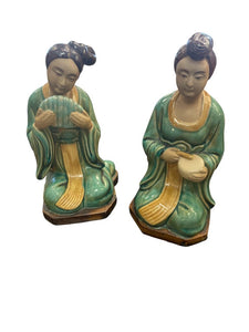 12" Pair of Vintage Mudwoman Figures