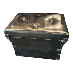24"W x 17"D x 16'H Leather Storage Ottoman As Is