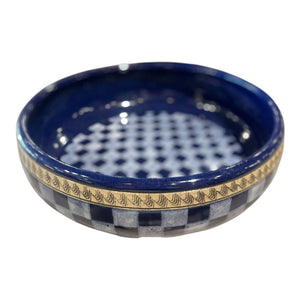 11" Robert Pangburn Blue Checkered Ceramic Bowl Signed