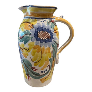 9.5" Ceramic Floral Painted Pitcher