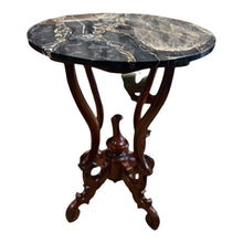 Load image into Gallery viewer, 27&quot;H x 24&quot;D Marble Top Table w/ Wooden Legs
