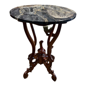 27"H x 24"D Marble Top Table w/ Wooden Legs
