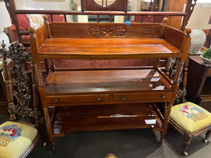 45"H x 43"L x 17.5"D Antique Wooden Console/ Hall table