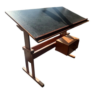 51"L x 43"H x 27" Danish Modern Drafting Table from Mobelfabriken Trekanton Adjustable Height w/ Stool