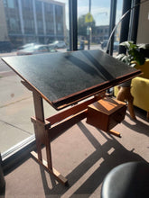 Load image into Gallery viewer, 51&quot;L x 43&quot;H x 27&quot; Danish Modern Drafting Table from Mobelfabriken Trekanton Adjustable Height w/ Stool
