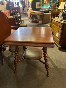 28"Sq x 28.5"H Quarter-Saw Library Table w/ Barley Twist Legs
