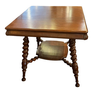 28"Sq x 28.5"H Quarter-Saw Library Table w/ Barley Twist Legs
