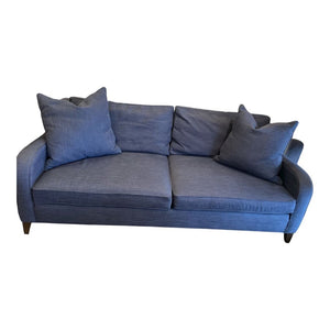 84" L x 39" D x 30" H ETHAN ALLEN Blue Sofa w/ 2 Blue Pillows ( 2 available)