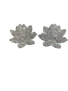 Pair 3" Swarovski Waterlily Candle Holders w/ Box