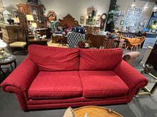 Load image into Gallery viewer, 90&quot;L x 37&quot;D x 37&quot;H BASSETT Red Roll Arm Sofa Imperfect
