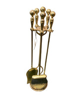 Load image into Gallery viewer, 5 pc Brass Fireplace Set
