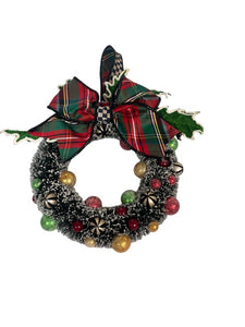 13" MacKenzie Childs Tartastic Small Bottle Brush Wreath