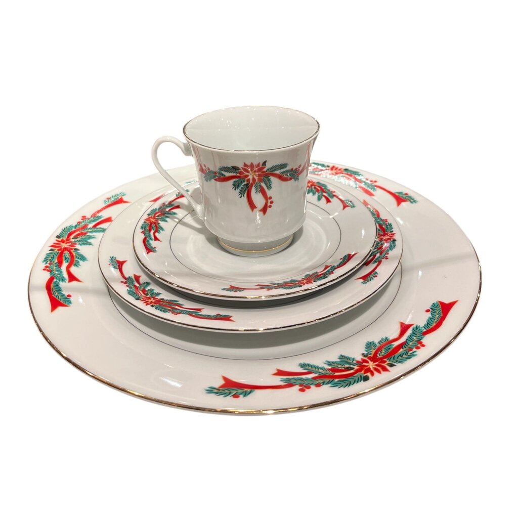 Poinsettia & Ribbons Service for 8 54pc