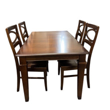 Load image into Gallery viewer, 59&quot; L x 35.5&quot; W Bassett Dining Table, 12&quot; Leaf w/ 4 Chairs
