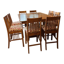 Load image into Gallery viewer, 60&quot;L x 48&quot;D x 36&quot;H Green Riverwood &amp; Lumber Mission Style Table w/ Butterfly leaf, 8 Chairs, &amp; Pads
