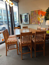 Load image into Gallery viewer, 60&quot;L x 48&quot;D x 36&quot;H Green Riverwood &amp; Lumber Mission Style Table w/ Butterfly leaf, 8 Chairs, &amp; Pads
