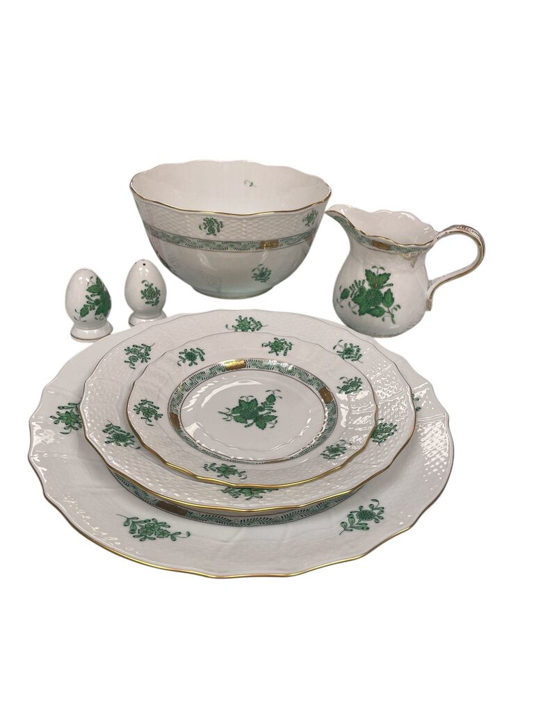Set of Herend Porcelain Dish Set (12 Salad Plates,12 Dinner Plates, 5 Saucers, 4 Salt & Pepper, 2 Salad Bowls, Gravy Boat)