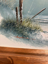 Load image into Gallery viewer, 20" x 16" "The Beach in Maine" Painting on Canvas w/ Wood Frame &amp; Signature
