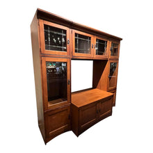 Load image into Gallery viewer, 86"L x 79"H x 28"D BASSETT Mission Style Entertainment Center
