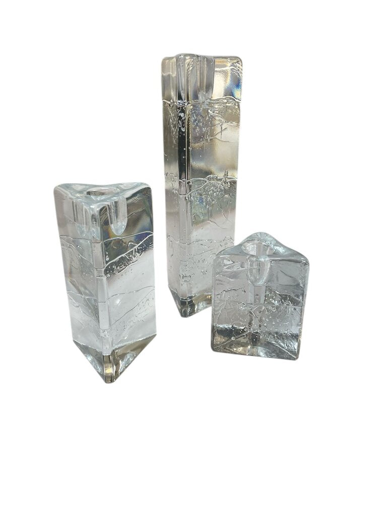 Set of 3 Littala Timo Arkipelago Glass Candlestick Holders