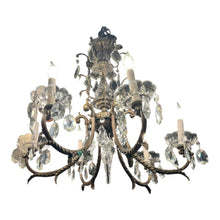 Load image into Gallery viewer, 26" Rococo Style Bronze &amp; Crystal Chandlier 6 Light
