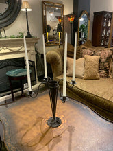Load image into Gallery viewer, 17" Vintage Metal Candelabra w/ Fluted Vase w/ Candles
