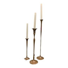 Load image into Gallery viewer, 21",16.5", 11" Hessel Studios Copper Hand Forged Hammered Signed Set Of 3 Candlesticks
