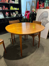 Load image into Gallery viewer, 44"Dia x 29"H Kipp Stewart for Drexel Declaration MCM Dining Table w/ 4 Chairs &amp; 2 22" Leaves (88"L w/ both Leaves in)

