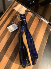 Load image into Gallery viewer, 12" Cobalt Blue Bottle Charcuterie Board w/ Wood Cheese Knife
