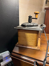 Load image into Gallery viewer, 8.75" Antique wood &amp; Cast Iron Coffee Grinder
