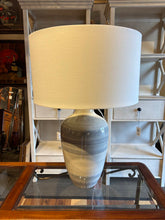 Load image into Gallery viewer, 26" Pottery Barn Ceramic Blue Striped Hadley Table Lamp
