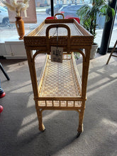 Load image into Gallery viewer, 40" x 15" x 36" Serena &amp; Lily South Seas Rattan Bar Cart
